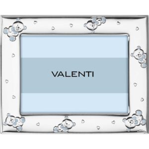 Cornice Argento Orsetti Valenti 73126 3LC realizzata in argento laminato e retro in legno colore celeste. Dimensioni album 9x13 cm