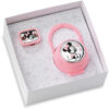 Set Portaciuccio Minnie Valenti D124 RA colore rosa per bambina con box e spilla portaciuccio in laminato argento 925%