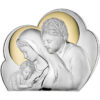 Pannello Sacra Famiglia Valenti 81245 7L realzzato in argento laminato e oro con retro in legno che raffigura la Sacra Famiglia. Dimensioni 44x36 cm.